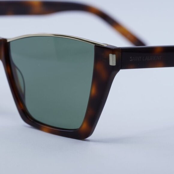 Saint Laurent SL369 KATE 002 Sunglasses Havana Cat Eye Frame, Green Lenses - Picture 7 of 11